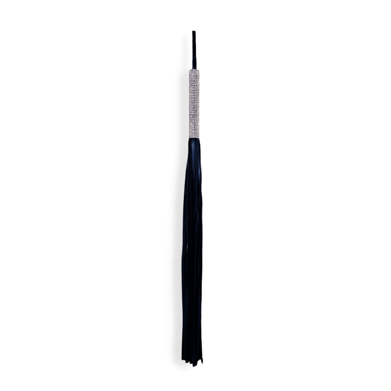 tyche - black vegan leather sex whip, spanking toy