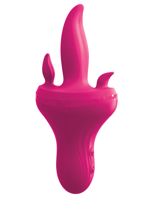 threesome holey trinity triple tongue vibrator - pink
