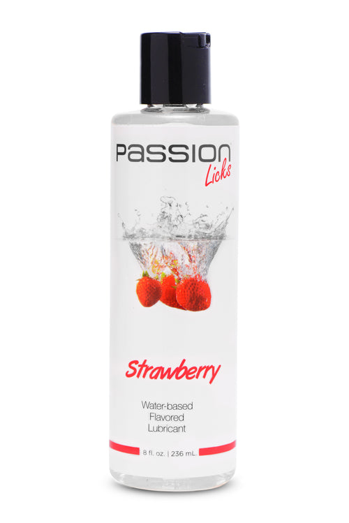 passion licks strawberry water based flavored lubricant - 8 fl oz /